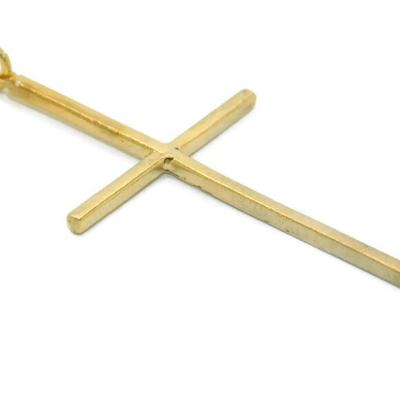 14K Thin Cross Yellow Gold Pendant Charm